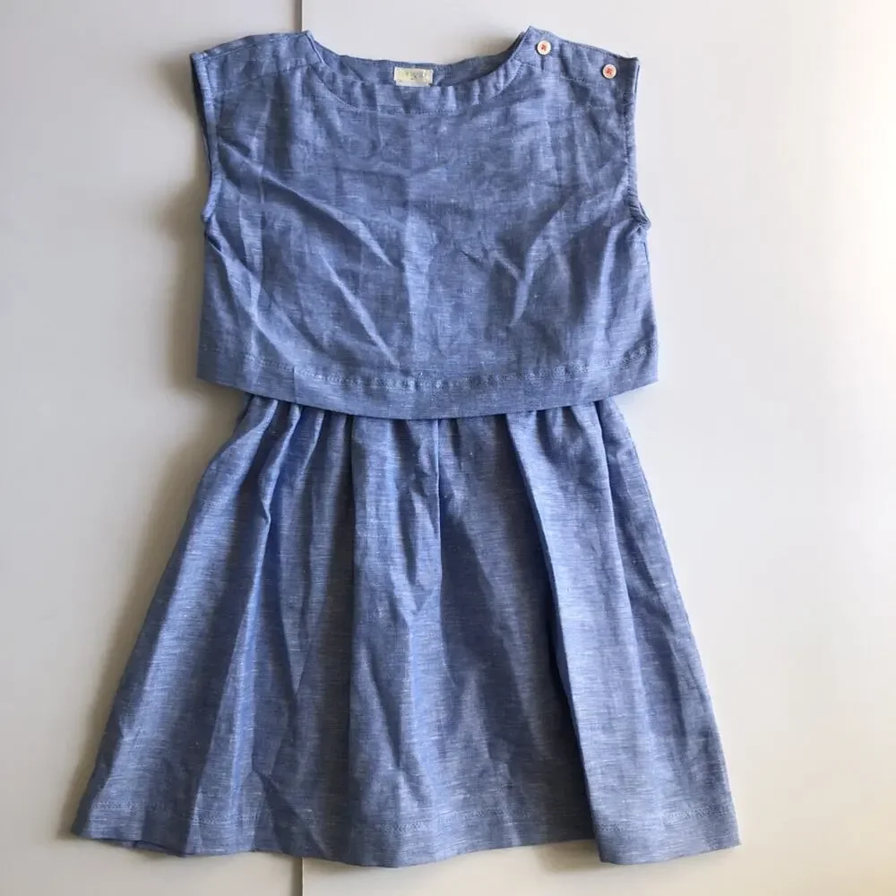 Crewcuts Layered Chambray Swing Dress Size 5